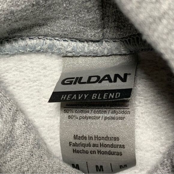 Gildan Heavy Blend Men's Graphic Print Gray String Hoodie Sweatshirt - Picture 5 of 8